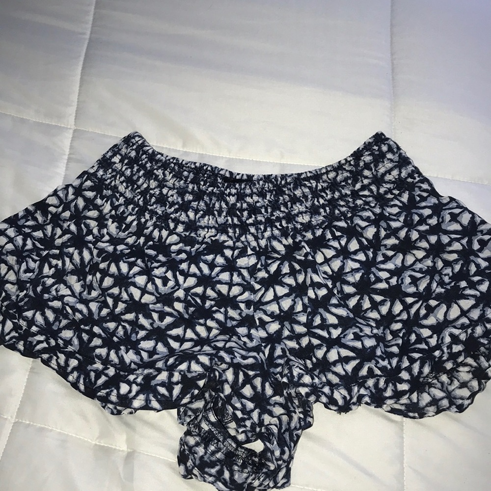 Blue and white patterned shorts